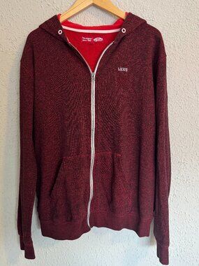 Red Full Zip Embroidered Vans Hoodie